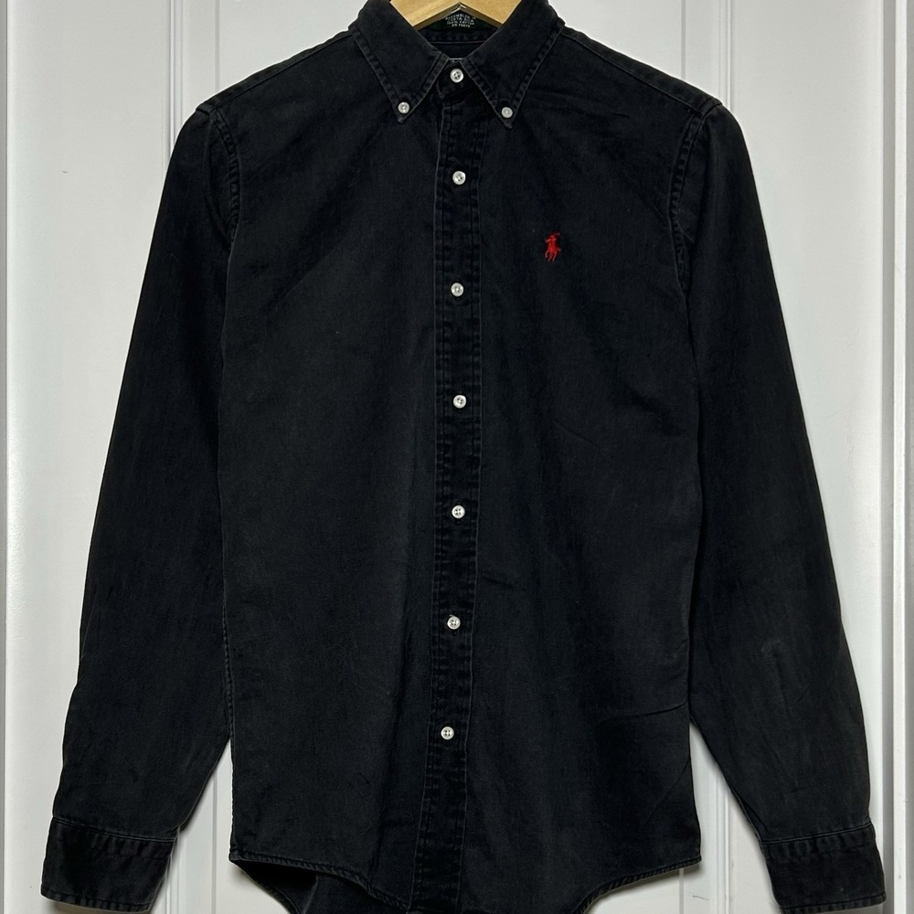 Polo Ralph Lauren Youth Vintage 90s 100% Cotton Black Corduroy Button Up Shirt